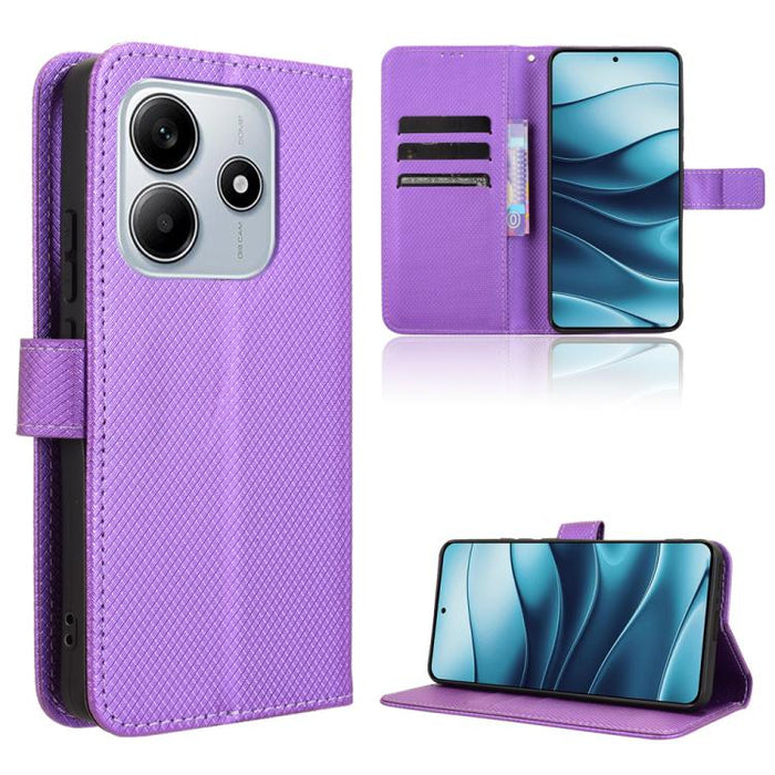 Funda de cuero para teléfono con textura de diamante, For Redmi K80 Ultra, For Redmi A5 4G 173.3mm, For Redmi Note 14 4G 164.84mm EU Version, For Redmi Turbo 4 Pro 5G, For Redmi K80 / K80 Pro, For Redmi Note 14 Pro 4G, For Redmi Note 14 4G Global 163.2...