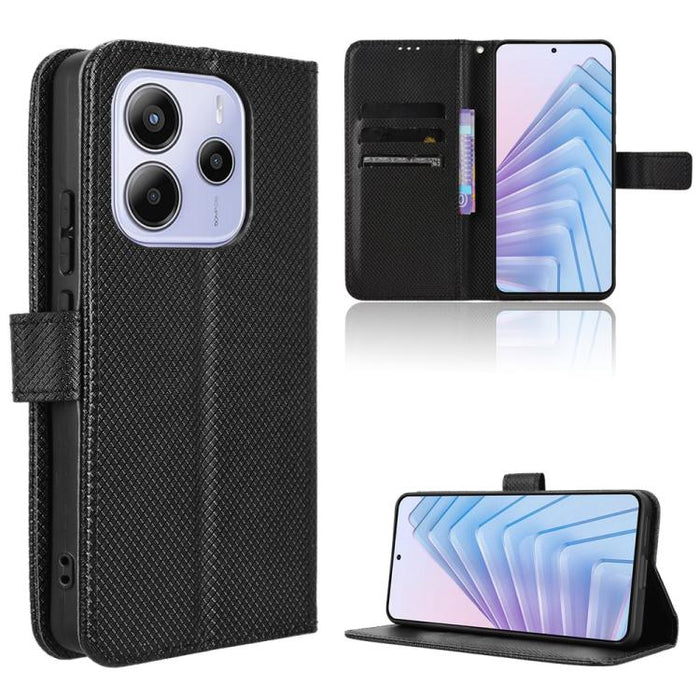 Funda de cuero para teléfono con textura de diamante, For Redmi K80 Ultra, For Redmi A5 4G 173.3mm, For Redmi Note 14 4G 164.84mm EU Version, For Redmi Turbo 4 Pro 5G, For Redmi K80 / K80 Pro, For Redmi Note 14 Pro 4G, For Redmi Note 14 4G Global 163.2...