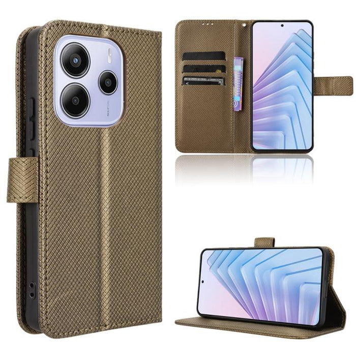 Funda de cuero para teléfono con textura de diamante, For Redmi K80 Ultra, For Redmi A5 4G 173.3mm, For Redmi Note 14 4G 164.84mm EU Version, For Redmi Turbo 4 Pro 5G, For Redmi K80 / K80 Pro, For Redmi Note 14 Pro 4G, For Redmi Note 14 4G Global 163.2...