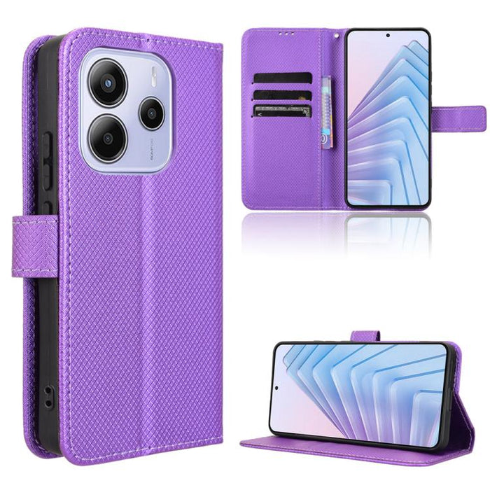 Funda de cuero para teléfono con textura de diamante, For Redmi K80 Ultra, For Redmi A5 4G 173.3mm, For Redmi Note 14 4G 164.84mm EU Version, For Redmi Turbo 4 Pro 5G, For Redmi K80 / K80 Pro, For Redmi Note 14 Pro 4G, For Redmi Note 14 4G Global 163.2...
