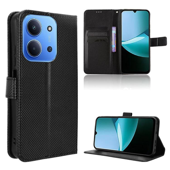 Funda de cuero para teléfono con textura de diamante, For Redmi A7 Pro 171mm / Poco C85x 5G, For Redmi 15a 5G / R70 5G / R70m 5G, For Xiaomi 17T 5G, For Redmi Turbo 5 Max 5G / Poco X8 Pro Max, For Redmi Turbo 5 5G / Poco X8 Pro                         ...