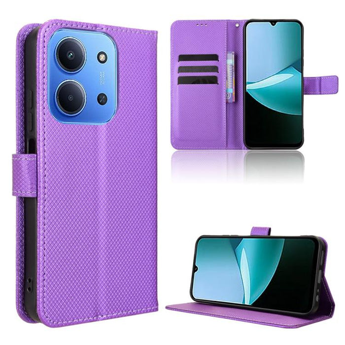 Funda de cuero para teléfono con textura de diamante, For Redmi A7 Pro 171mm / Poco C85x 5G, For Redmi 15a 5G / R70 5G / R70m 5G, For Xiaomi 17T 5G, For Redmi Turbo 5 Max 5G / Poco X8 Pro Max, For Redmi Turbo 5 5G / Poco X8 Pro                         ...