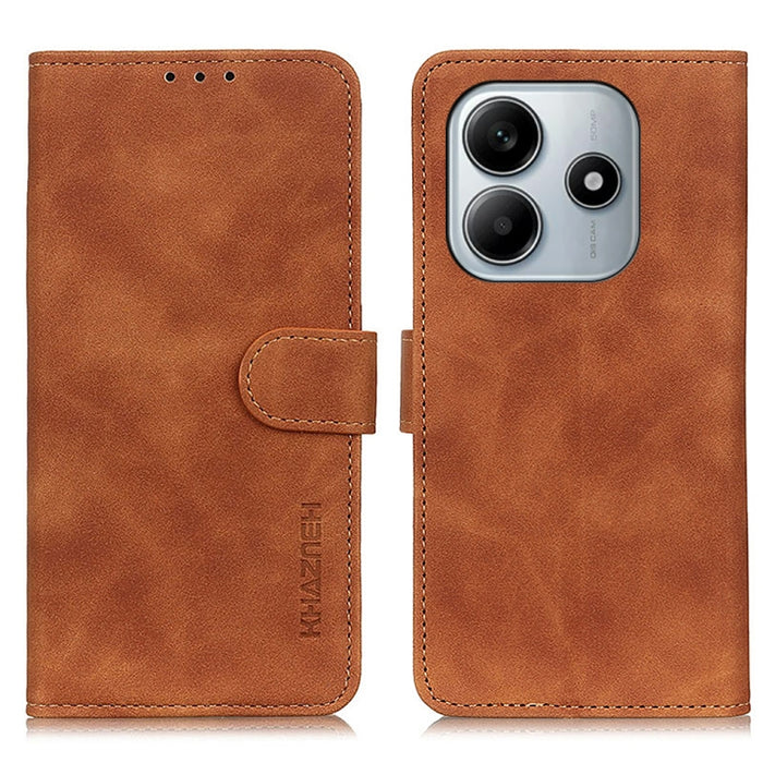 Funda de cuero con tapa y textura retro KHAZNEH, For Redmi Note 14 4G 163.25mm, For Redmi 14C 4G