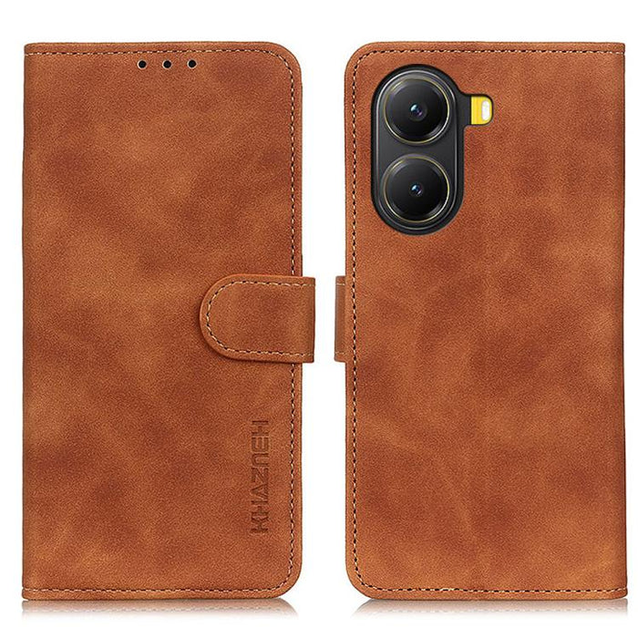 Funda de cuero con tapa y textura retro KHAZNEH, For Redmi Note 14 4G 163.25mm, For Redmi 14C 4G