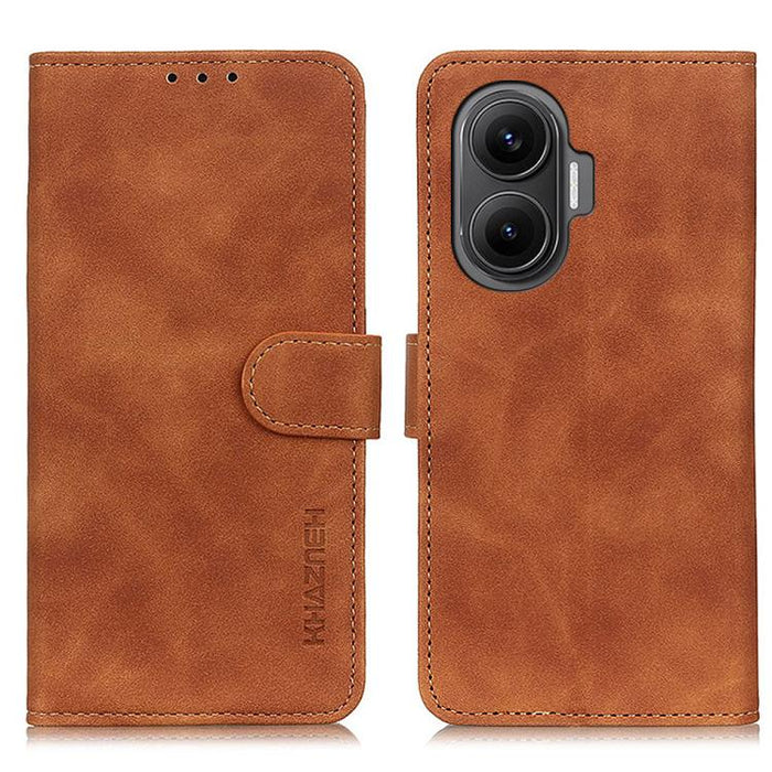Funda de cuero con tapa y textura retro KHAZNEH, For Redmi Note 14 4G 163.25mm, For Redmi 14C 4G