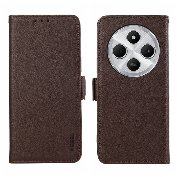 Funda para teléfono RFID de cuero con patrón de lichi y imán lateral ABEEL, For Redmi A7 Pro 171mm/Poco C85x 5G, For Redmi Turbo 5 Max / Poco X8 Pro Max, For Redmi Turbo 5 5G / Poco X8 Pro 5G, For Redmi Note 15 Pro+ 5G Global 163.3                     ...