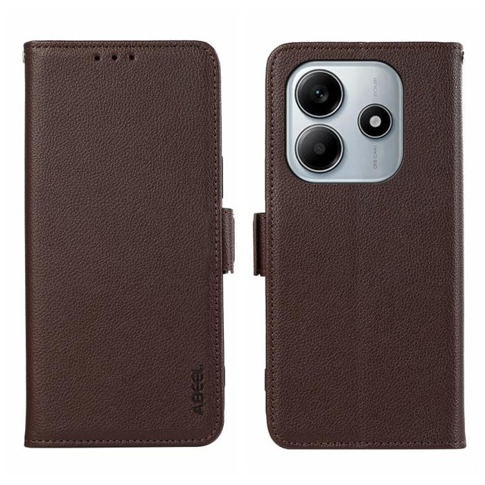 Funda para teléfono RFID de cuero con patrón de lichi y imán lateral ABEEL, For Redmi A7 Pro 171mm/Poco C85x 5G, For Redmi Turbo 5 Max / Poco X8 Pro Max, For Redmi Turbo 5 5G / Poco X8 Pro 5G, For Redmi Note 15 Pro+ 5G Global 163.3                     ...