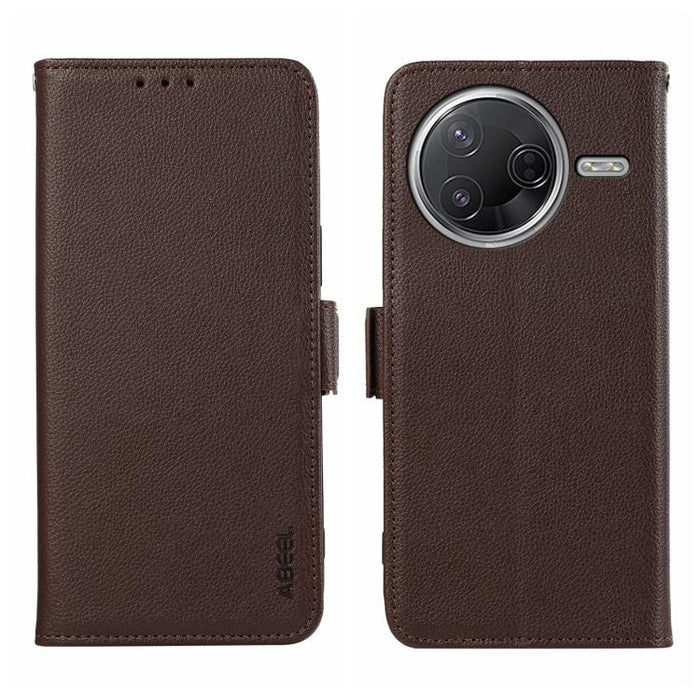 Funda para teléfono RFID de cuero con patrón de lichi y imán lateral ABEEL, For Redmi A7 Pro 171mm/Poco C85x 5G, For Redmi Turbo 5 Max / Poco X8 Pro Max, For Redmi Turbo 5 5G / Poco X8 Pro 5G, For Redmi Note 15 Pro+ 5G Global 163.3                     ...