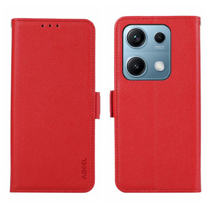 Funda para teléfono RFID de cuero con patrón de lichi y imán lateral ABEEL, For Redmi A7 Pro 171mm/Poco C85x 5G, For Redmi Turbo 5 Max / Poco X8 Pro Max, For Redmi Turbo 5 5G / Poco X8 Pro 5G, For Redmi Note 15 Pro+ 5G Global 163.3                     ...