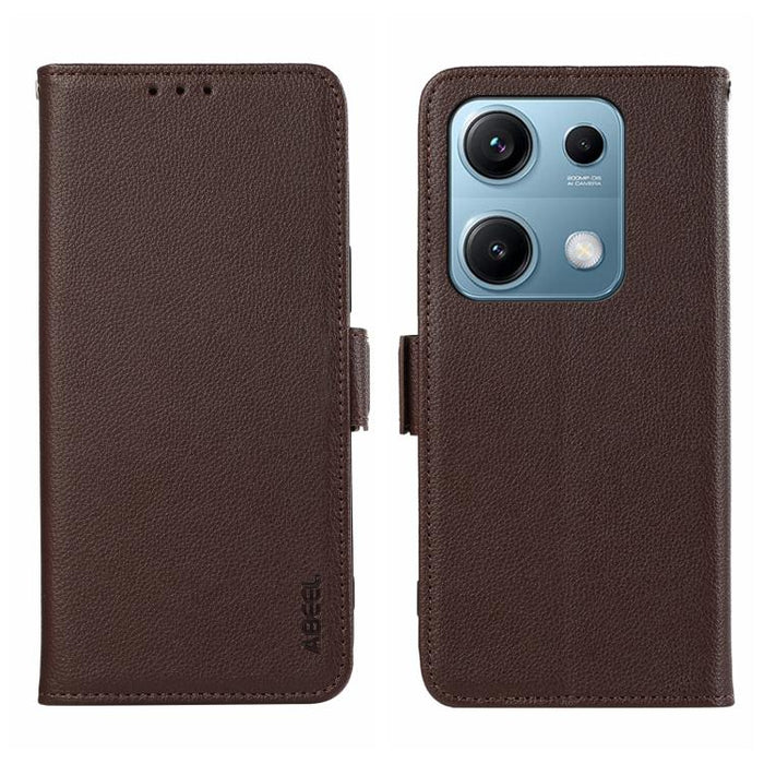 Funda para teléfono RFID de cuero con patrón de lichi y imán lateral ABEEL, For Redmi A7 Pro 171mm/Poco C85x 5G, For Redmi Turbo 5 Max / Poco X8 Pro Max, For Redmi Turbo 5 5G / Poco X8 Pro 5G, For Redmi Note 15 Pro+ 5G Global 163.3                     ...