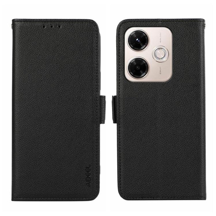 Funda para teléfono RFID de cuero con patrón de lichi y imán lateral ABEEL, For Redmi A7 Pro 171mm/Poco C85x 5G, For Redmi Turbo 5 Max / Poco X8 Pro Max, For Redmi Turbo 5 5G / Poco X8 Pro 5G, For Redmi Note 15 Pro+ 5G Global 163.3                     ...