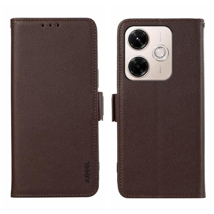 Funda para teléfono RFID de cuero con patrón de lichi y imán lateral ABEEL, For Redmi A7 Pro 171mm/Poco C85x 5G, For Redmi Turbo 5 Max / Poco X8 Pro Max, For Redmi Turbo 5 5G / Poco X8 Pro 5G, For Redmi Note 15 Pro+ 5G Global 163.3                     ...