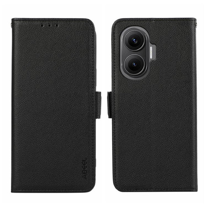 Funda para teléfono RFID de cuero con patrón de lichi y imán lateral ABEEL, For Redmi A7 Pro 171mm/Poco C85x 5G, For Redmi Turbo 5 Max / Poco X8 Pro Max, For Redmi Turbo 5 5G / Poco X8 Pro 5G, For Redmi Note 15 Pro+ 5G Global 163.3                     ...