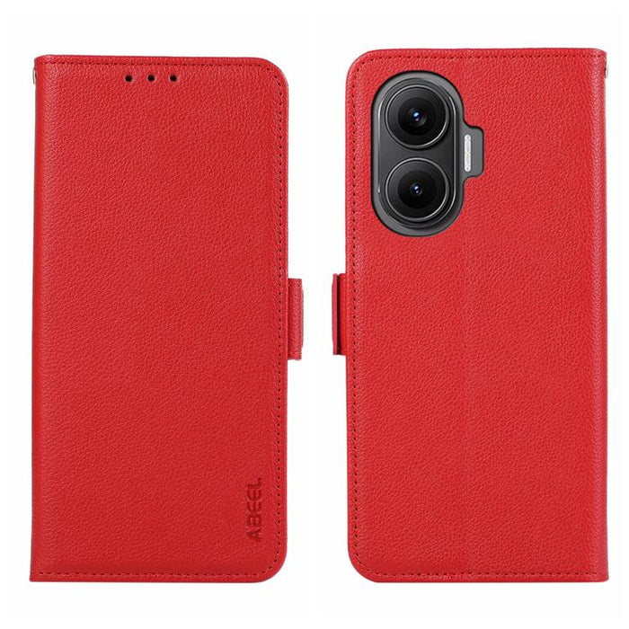 Funda para teléfono RFID de cuero con patrón de lichi y imán lateral ABEEL, For Redmi A7 Pro 171mm/Poco C85x 5G, For Redmi Turbo 5 Max / Poco X8 Pro Max, For Redmi Turbo 5 5G / Poco X8 Pro 5G, For Redmi Note 15 Pro+ 5G Global 163.3                     ...