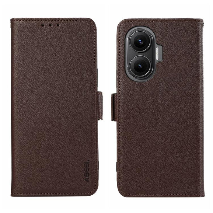 Funda para teléfono RFID de cuero con patrón de lichi y imán lateral ABEEL, For Redmi A7 Pro 171mm/Poco C85x 5G, For Redmi Turbo 5 Max / Poco X8 Pro Max, For Redmi Turbo 5 5G / Poco X8 Pro 5G, For Redmi Note 15 Pro+ 5G Global 163.3                     ...