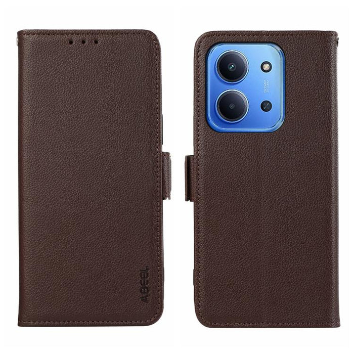 Funda para teléfono RFID de cuero con patrón de lichi y imán lateral ABEEL, For Redmi A7 Pro 171mm/Poco C85x 5G, For Redmi Turbo 5 Max / Poco X8 Pro Max, For Redmi Turbo 5 5G / Poco X8 Pro 5G, For Redmi Note 15 Pro+ 5G Global 163.3                     ...