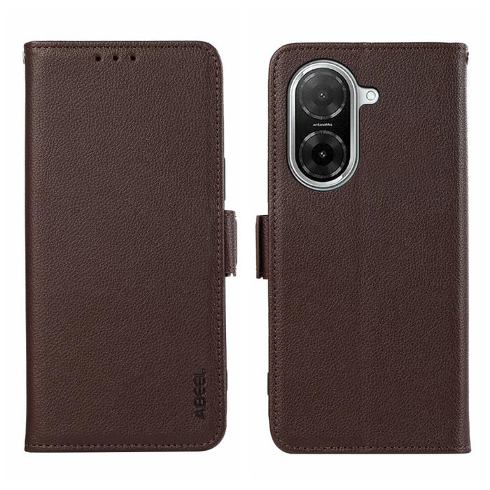 Funda para teléfono RFID de cuero con patrón de lichi y imán lateral ABEEL, For Redmi A7 Pro 171mm/Poco C85x 5G, For Redmi Turbo 5 Max / Poco X8 Pro Max, For Redmi Turbo 5 5G / Poco X8 Pro 5G, For Redmi Note 15 Pro+ 5G Global 163.3                     ...