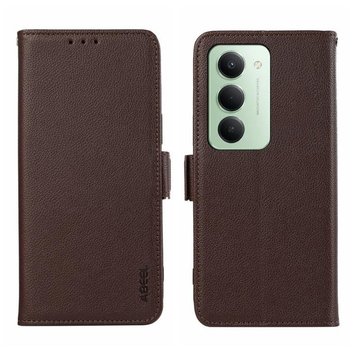 Funda para teléfono RFID de cuero con patrón de lichi y imán lateral ABEEL, For Redmi A7 Pro 171mm/Poco C85x 5G, For Redmi Turbo 5 Max / Poco X8 Pro Max, For Redmi Turbo 5 5G / Poco X8 Pro 5G, For Redmi Note 15 Pro+ 5G Global 163.3                     ...