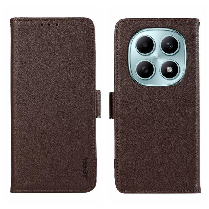 Funda para teléfono RFID de cuero con patrón de lichi y imán lateral ABEEL, For Redmi A7 Pro 171mm/Poco C85x 5G, For Redmi Turbo 5 Max / Poco X8 Pro Max, For Redmi Turbo 5 5G / Poco X8 Pro 5G, For Redmi Note 15 Pro+ 5G Global 163.3                     ...