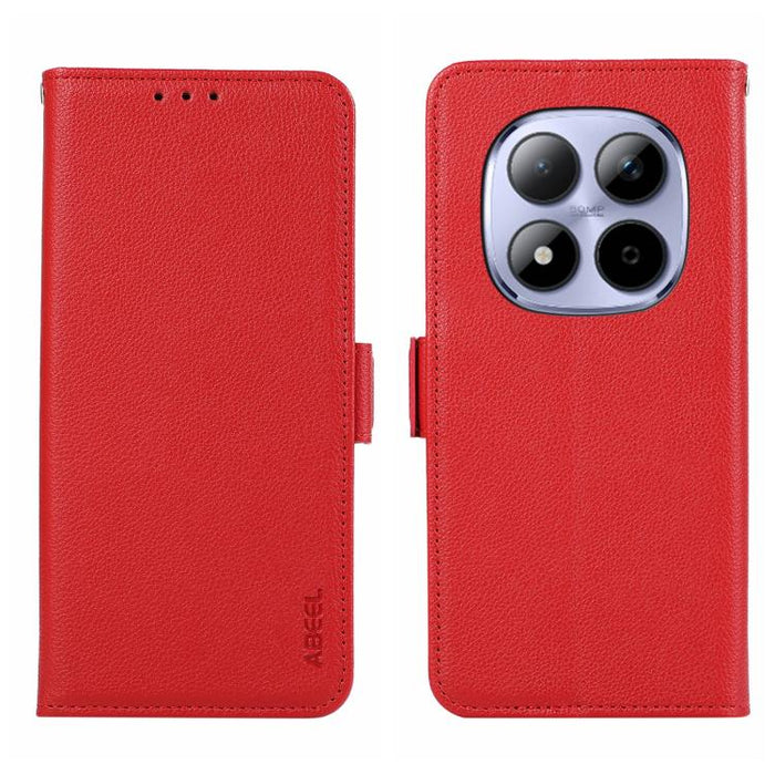 Funda para teléfono RFID de cuero con patrón de lichi y imán lateral ABEEL, For Redmi A7 Pro 171mm/Poco C85x 5G, For Redmi Turbo 5 Max / Poco X8 Pro Max, For Redmi Turbo 5 5G / Poco X8 Pro 5G, For Redmi Note 15 Pro+ 5G Global 163.3                     ...