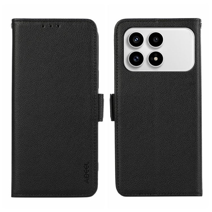 Funda para teléfono RFID de cuero con patrón de lichi y imán lateral ABEEL, For Redmi A7 Pro 171mm/Poco C85x 5G, For Redmi Turbo 5 Max / Poco X8 Pro Max, For Redmi Turbo 5 5G / Poco X8 Pro 5G, For Redmi Note 15 Pro+ 5G Global 163.3                     ...