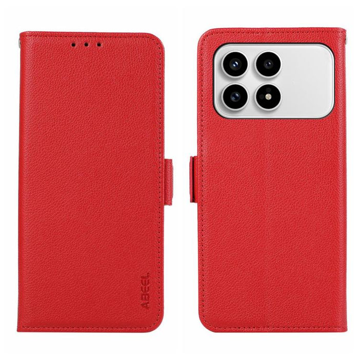 Funda para teléfono RFID de cuero con patrón de lichi y imán lateral ABEEL, For Redmi A7 Pro 171mm/Poco C85x 5G, For Redmi Turbo 5 Max / Poco X8 Pro Max, For Redmi Turbo 5 5G / Poco X8 Pro 5G, For Redmi Note 15 Pro+ 5G Global 163.3                     ...