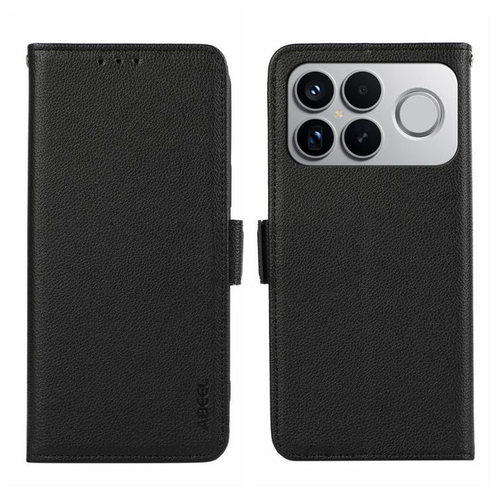 Funda para teléfono RFID de cuero con patrón de lichi y imán lateral ABEEL, For Redmi A7 Pro 171mm/Poco C85x 5G, For Redmi Turbo 5 Max / Poco X8 Pro Max, For Redmi Turbo 5 5G / Poco X8 Pro 5G, For Redmi Note 15 Pro+ 5G Global 163.3                     ...