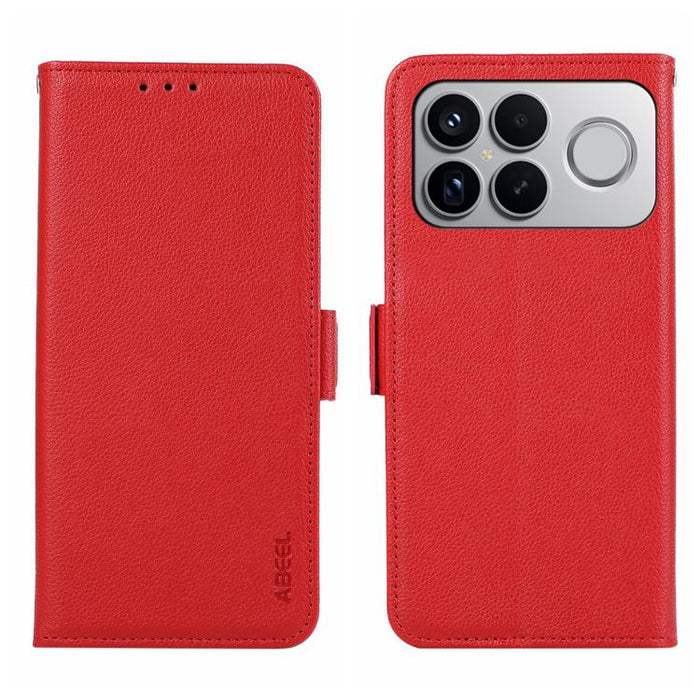 Funda para teléfono RFID de cuero con patrón de lichi y imán lateral ABEEL, For Redmi A7 Pro 171mm/Poco C85x 5G, For Redmi Turbo 5 Max / Poco X8 Pro Max, For Redmi Turbo 5 5G / Poco X8 Pro 5G, For Redmi Note 15 Pro+ 5G Global 163.3                     ...