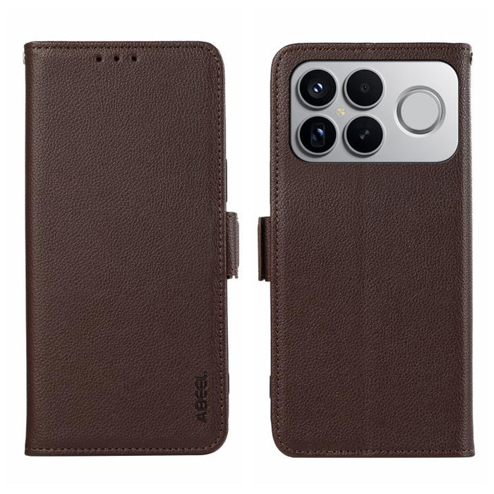 Funda para teléfono RFID de cuero con patrón de lichi y imán lateral ABEEL, For Redmi A7 Pro 171mm/Poco C85x 5G, For Redmi Turbo 5 Max / Poco X8 Pro Max, For Redmi Turbo 5 5G / Poco X8 Pro 5G, For Redmi Note 15 Pro+ 5G Global 163.3                     ...