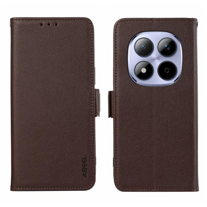 Funda para teléfono RFID de cuero con patrón de lichi y imán lateral ABEEL, For Redmi A7 Pro 171mm/Poco C85x 5G, For Redmi Turbo 5 Max / Poco X8 Pro Max, For Redmi Turbo 5 5G / Poco X8 Pro 5G, For Redmi Note 15 Pro+ 5G Global 163.3                     ...