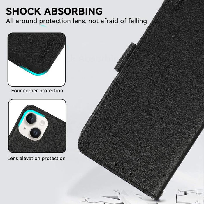 Funda para teléfono RFID de cuero con patrón de lichi y imán lateral ABEEL, For Redmi A7 Pro 171mm/Poco C85x 5G, For Redmi Turbo 5 Max / Poco X8 Pro Max, For Redmi Turbo 5 5G / Poco X8 Pro 5G, For Redmi Note 15 Pro+ 5G Global 163.3                     ...