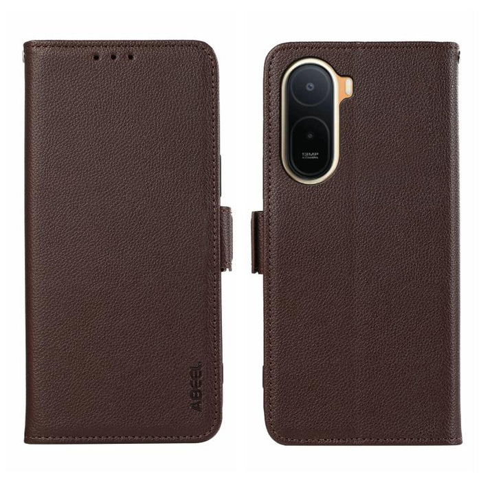 Funda para teléfono RFID de cuero con patrón de lichi y imán lateral ABEEL, For Redmi A7 Pro 171mm/Poco C85x 5G, For Redmi Turbo 5 Max / Poco X8 Pro Max, For Redmi Turbo 5 5G / Poco X8 Pro 5G, For Redmi Note 15 Pro+ 5G Global 163.3                     ...