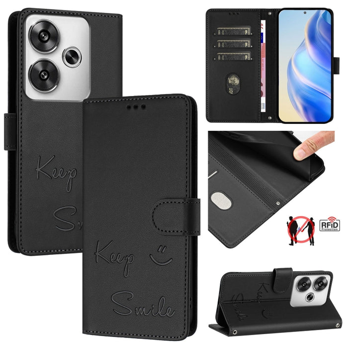Funda de cuero para teléfono con RFID y estampado de sonrisas, For Xiaomi Poco M7 4G 169mm, For Xiaomi Civi 5 Pro 5G, For Xiaomi 15S Pro 5G, For Xiaomi Poco M7 5G / C75 4G, For Xiaomi Poco X7 5G / Redmi Note 14 Pro 5G, For Xiaomi 15 Ultra              ...