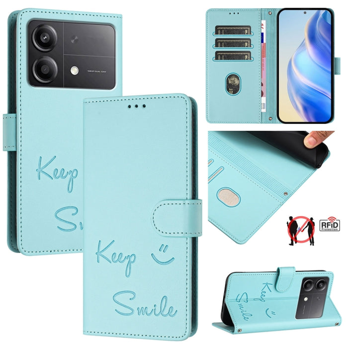 Funda de cuero para teléfono con RFID y estampado de sonrisas, For Xiaomi Poco M7 4G 169mm, For Xiaomi Civi 5 Pro 5G, For Xiaomi 15S Pro 5G, For Xiaomi Poco M7 5G / C75 4G, For Xiaomi Poco X7 5G / Redmi Note 14 Pro 5G, For Xiaomi 15 Ultra              ...