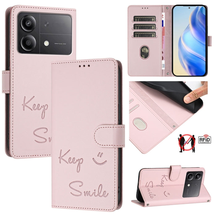 Funda de cuero para teléfono con RFID y estampado de sonrisas, For Xiaomi Poco M7 4G 169mm, For Xiaomi Civi 5 Pro 5G, For Xiaomi 15S Pro 5G, For Xiaomi Poco M7 5G / C75 4G, For Xiaomi Poco X7 5G / Redmi Note 14 Pro 5G, For Xiaomi 15 Ultra              ...