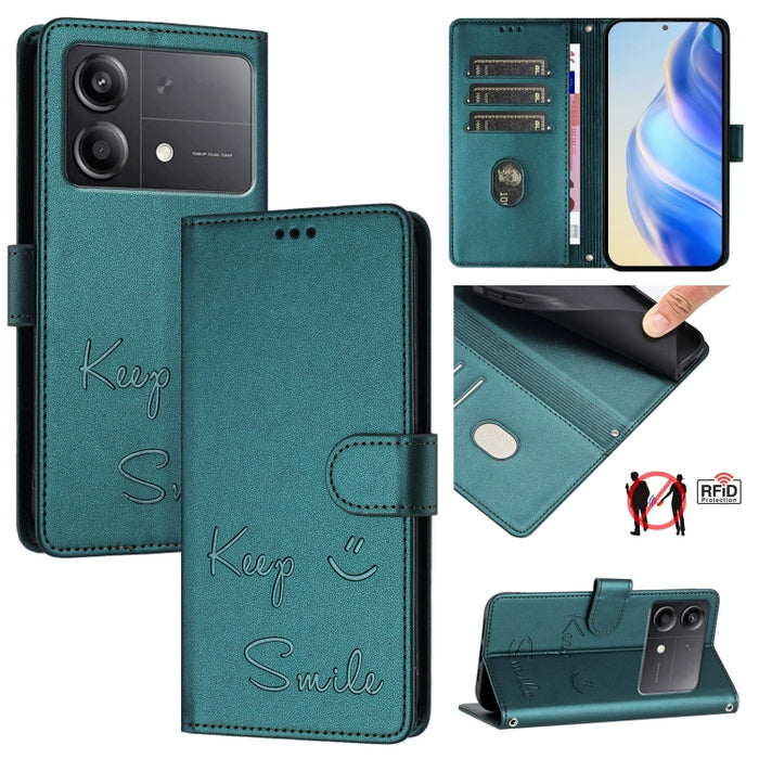 Funda de cuero para teléfono con RFID y estampado de sonrisas, For Xiaomi Poco M7 4G 169mm, For Xiaomi Civi 5 Pro 5G, For Xiaomi 15S Pro 5G, For Xiaomi Poco M7 5G / C75 4G, For Xiaomi Poco X7 5G / Redmi Note 14 Pro 5G, For Xiaomi 15 Ultra              ...