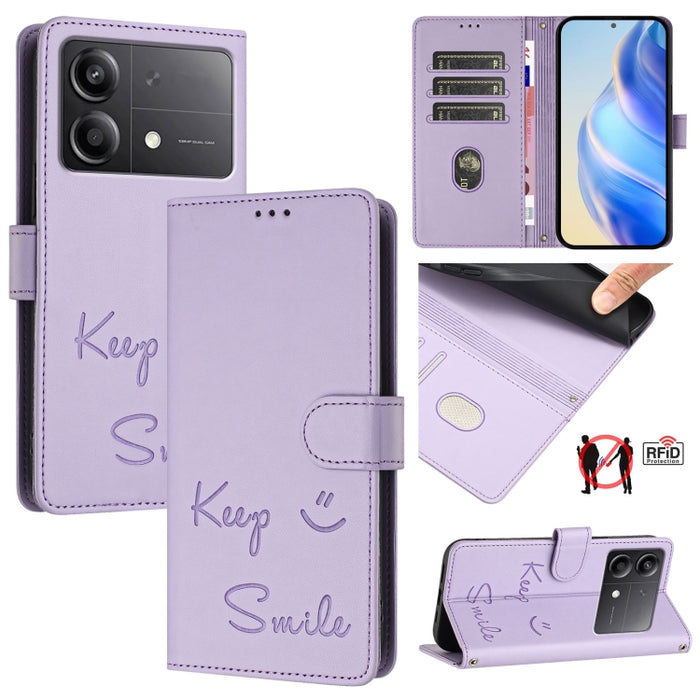 Funda de cuero para teléfono con RFID y estampado de sonrisas, For Xiaomi Poco M7 4G 169mm, For Xiaomi Civi 5 Pro 5G, For Xiaomi 15S Pro 5G, For Xiaomi Poco M7 5G / C75 4G, For Xiaomi Poco X7 5G / Redmi Note 14 Pro 5G, For Xiaomi 15 Ultra              ...