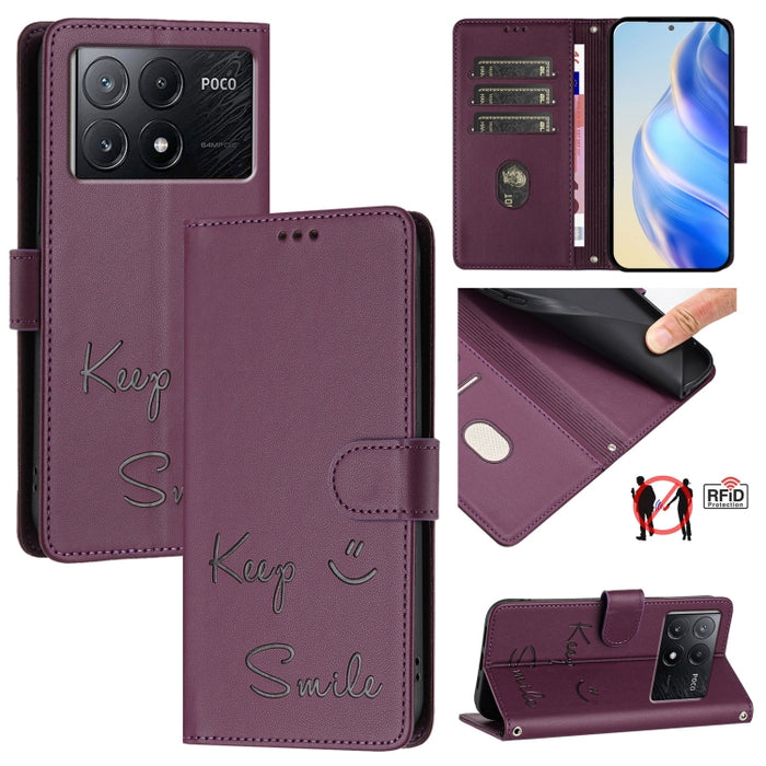 Funda de cuero para teléfono con RFID y estampado de sonrisas, For Xiaomi Poco M7 4G 169mm, For Xiaomi Civi 5 Pro 5G, For Xiaomi 15S Pro 5G, For Xiaomi Poco M7 5G / C75 4G, For Xiaomi Poco X7 5G / Redmi Note 14 Pro 5G, For Xiaomi 15 Ultra              ...