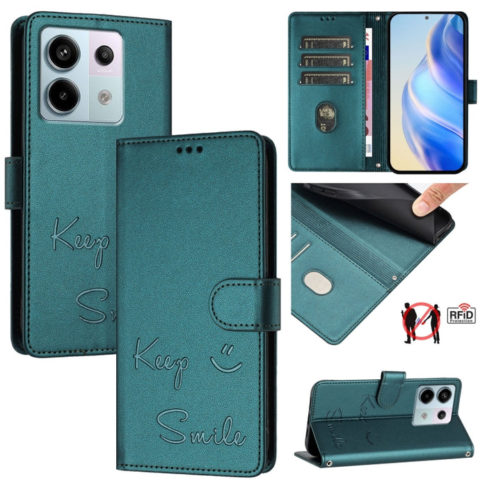 Funda de cuero para teléfono con RFID y estampado de sonrisas, For Xiaomi Poco M7 4G 169mm, For Xiaomi Civi 5 Pro 5G, For Xiaomi 15S Pro 5G, For Xiaomi Poco M7 5G / C75 4G, For Xiaomi Poco X7 5G / Redmi Note 14 Pro 5G, For Xiaomi 15 Ultra              ...