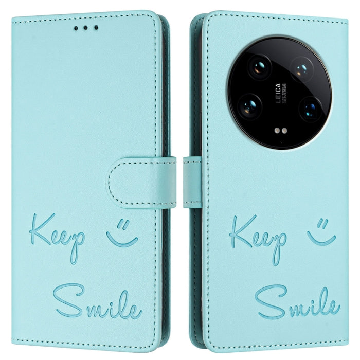 Funda de cuero para teléfono con RFID y estampado de sonrisas, For Xiaomi 14 Ultra, For Xiaomi 14 Pro, For Xiaomi 14, For Xiaomi Poco M6 Pro 5G, For Xiaomi 13T / 13T Pro, For Xiaomi Poco X4 GT, For Xiaomi Poco F5, For Xiaomi Poco F5 Pro                ...