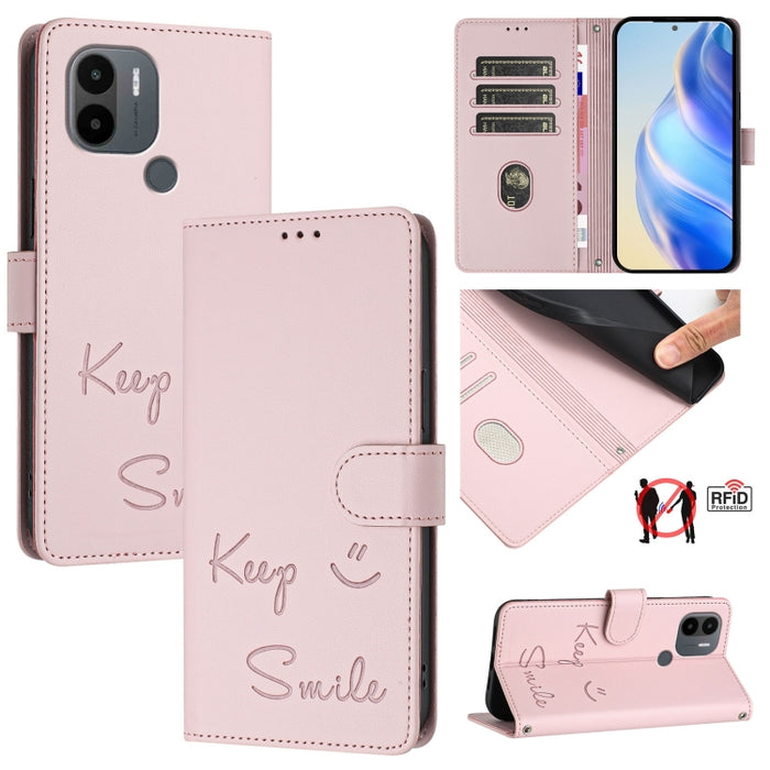 Funda de cuero para teléfono con RFID y estampado de sonrisas, For Xiaomi 14 Ultra, For Xiaomi 14 Pro, For Xiaomi 14, For Xiaomi Poco M6 Pro 5G, For Xiaomi 13T / 13T Pro, For Xiaomi Poco X4 GT, For Xiaomi Poco F5, For Xiaomi Poco F5 Pro                ...