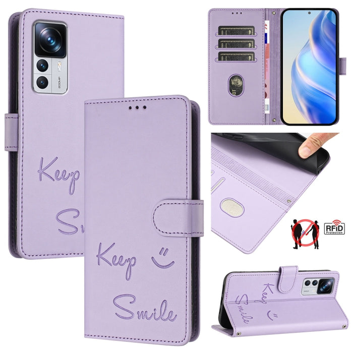 Funda de cuero para teléfono con RFID y estampado de sonrisas, For Xiaomi 14 Ultra, For Xiaomi 14 Pro, For Xiaomi 14, For Xiaomi Poco M6 Pro 5G, For Xiaomi 13T / 13T Pro, For Xiaomi Poco X4 GT, For Xiaomi Poco F5, For Xiaomi Poco F5 Pro                ...