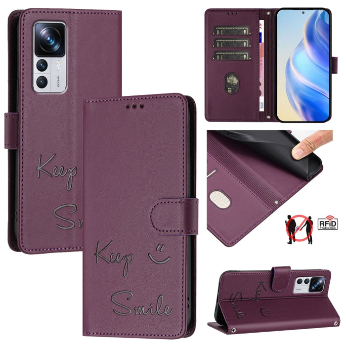 Funda de cuero para teléfono con RFID y estampado de sonrisas, For Xiaomi 14 Ultra, For Xiaomi 14 Pro, For Xiaomi 14, For Xiaomi Poco M6 Pro 5G, For Xiaomi 13T / 13T Pro, For Xiaomi Poco X4 GT, For Xiaomi Poco F5, For Xiaomi Poco F5 Pro                ...