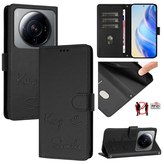 Funda de cuero para teléfono con RFID y estampado de sonrisas, For Xiaomi Poco M5s, For Xiaomi 12S Ultra, For Xiaomi 12 Pro / 12S Pro, For Xiaomi 12 / 12X / 12S, For Xiaomi Poco X4 NFC, For Xiaomi 12 Lite, For Xiaomi Poco C40, For Xiaomi Civi 1S       ...