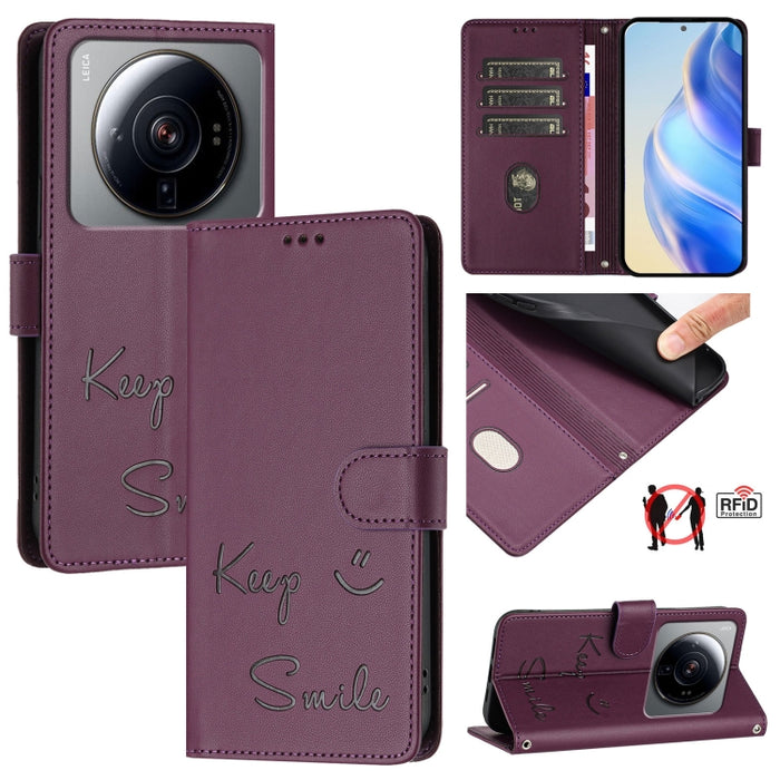 Funda de cuero para teléfono con RFID y estampado de sonrisas, For Xiaomi Poco M5s, For Xiaomi 12S Ultra, For Xiaomi 12 Pro / 12S Pro, For Xiaomi 12 / 12X / 12S, For Xiaomi Poco X4 NFC, For Xiaomi 12 Lite, For Xiaomi Poco C40, For Xiaomi Civi 1S       ...