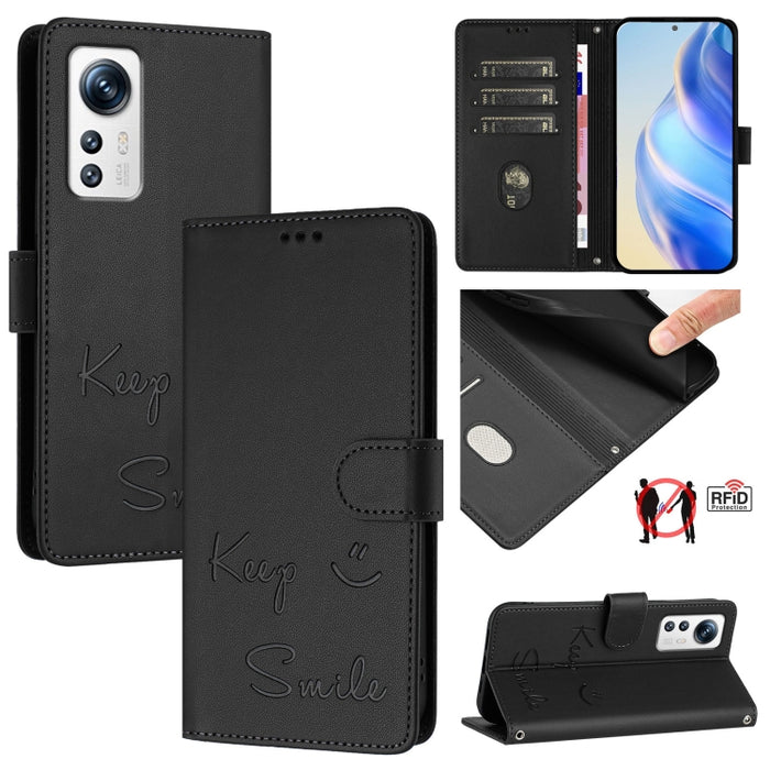 Funda de cuero para teléfono con RFID y estampado de sonrisas, For Xiaomi Poco M5s, For Xiaomi 12S Ultra, For Xiaomi 12 Pro / 12S Pro, For Xiaomi 12 / 12X / 12S, For Xiaomi Poco X4 NFC, For Xiaomi 12 Lite, For Xiaomi Poco C40, For Xiaomi Civi 1S       ...