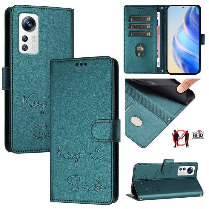 Funda de cuero para teléfono con RFID y estampado de sonrisas, For Xiaomi Poco M5s, For Xiaomi 12S Ultra, For Xiaomi 12 Pro / 12S Pro, For Xiaomi 12 / 12X / 12S, For Xiaomi Poco X4 NFC, For Xiaomi 12 Lite, For Xiaomi Poco C40, For Xiaomi Civi 1S       ...