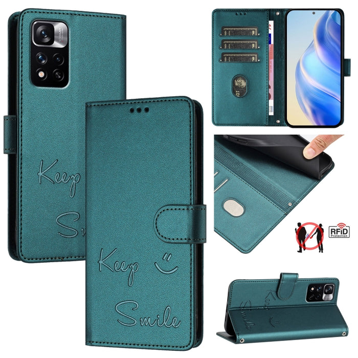 Funda de cuero para teléfono con RFID y estampado de sonrisas, For Xiaomi Poco M5s, For Xiaomi 12S Ultra, For Xiaomi 12 Pro / 12S Pro, For Xiaomi 12 / 12X / 12S, For Xiaomi Poco X4 NFC, For Xiaomi 12 Lite, For Xiaomi Poco C40, For Xiaomi Civi 1S       ...