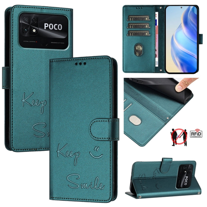 Funda de cuero para teléfono con RFID y estampado de sonrisas, For Xiaomi Poco M5s, For Xiaomi 12S Ultra, For Xiaomi 12 Pro / 12S Pro, For Xiaomi 12 / 12X / 12S, For Xiaomi Poco X4 NFC, For Xiaomi 12 Lite, For Xiaomi Poco C40, For Xiaomi Civi 1S       ...