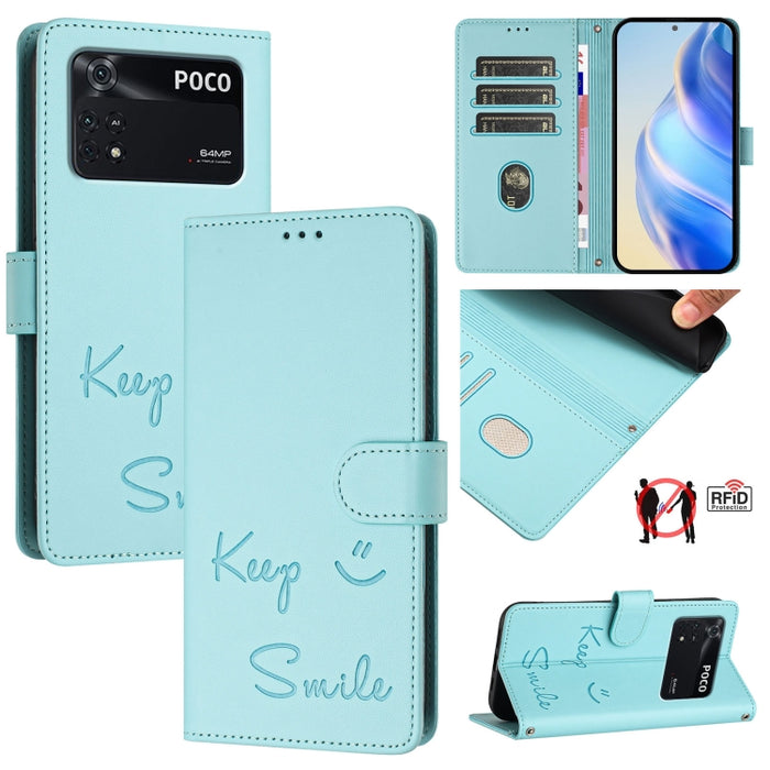 Funda de cuero para teléfono con RFID y estampado de sonrisas, For Xiaomi Poco M5s, For Xiaomi 12S Ultra, For Xiaomi 12 Pro / 12S Pro, For Xiaomi 12 / 12X / 12S, For Xiaomi Poco X4 NFC, For Xiaomi 12 Lite, For Xiaomi Poco C40, For Xiaomi Civi 1S       ...